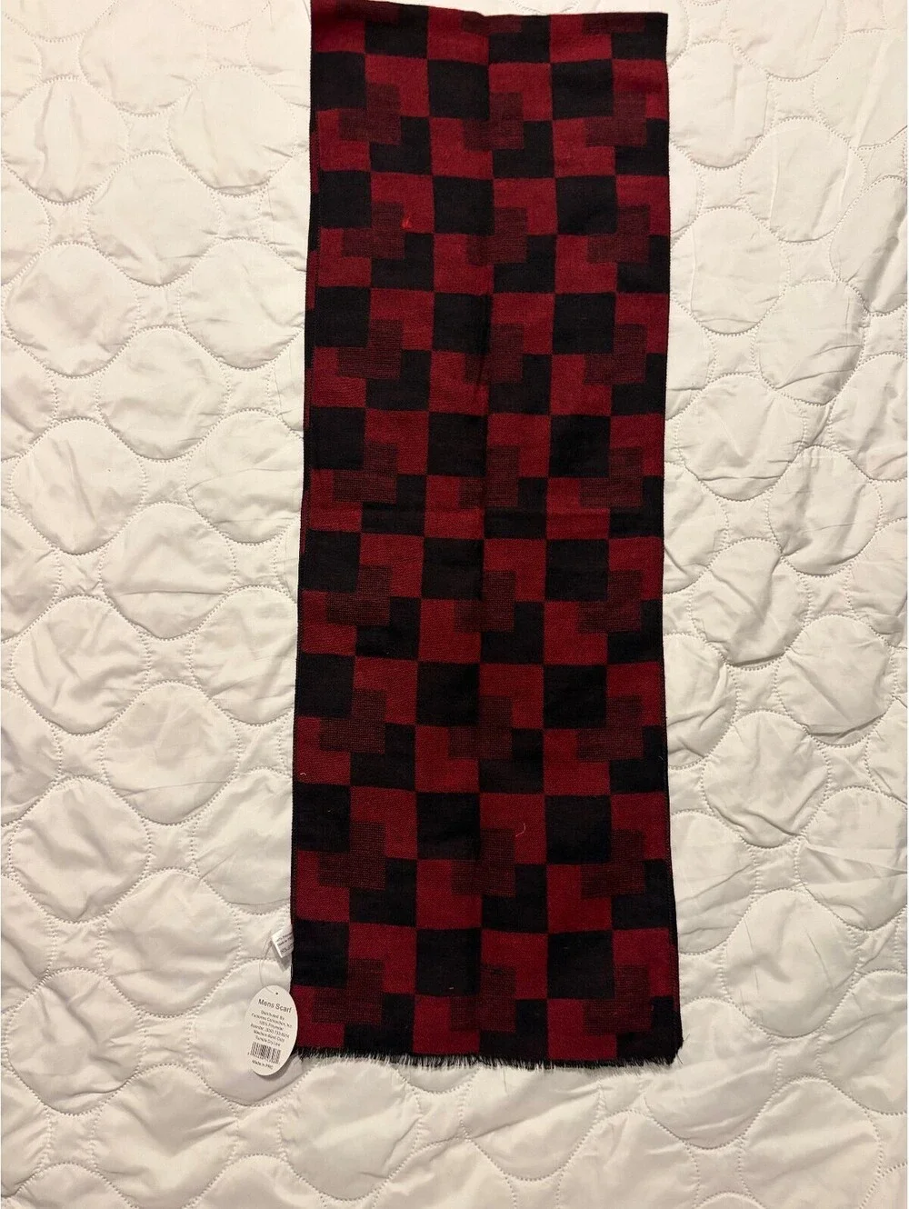Men's Red and Black Checkered Scarf
